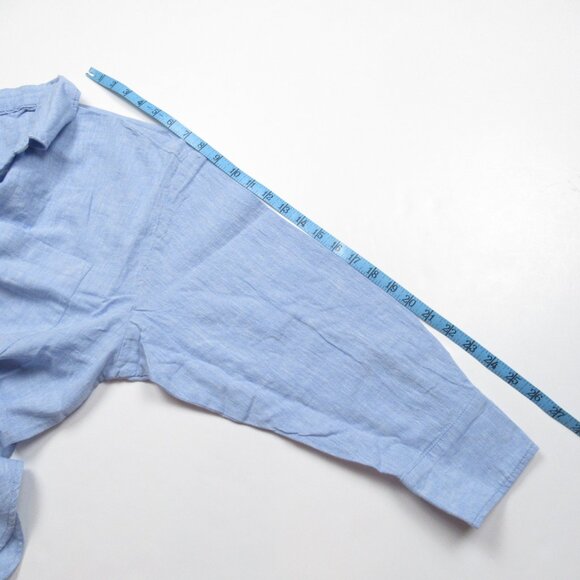 Anthropologie Maeve The Bennet Buttondown Shirt Linen Edition Indigo Blue XLP - Picture 6 of 8